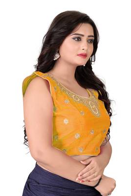 Orange Embriodered Silk Blouse 4