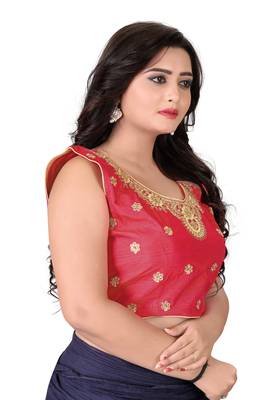 Peach Embriodered Silk Blouse 4