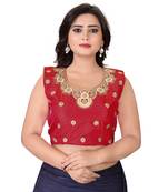 Red Embriodered Silk Blouse
