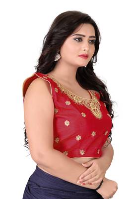 Red Embriodered Silk Blouse 4