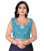 Sky Blue Embriodered Silk Blouse