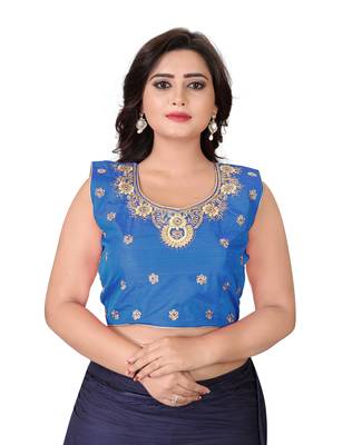 Turquoise Embriodered Silk Blouse 1