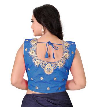 Turquoise Embriodered Silk Blouse 2