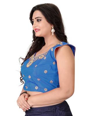 Turquoise Embriodered Silk Blouse 3