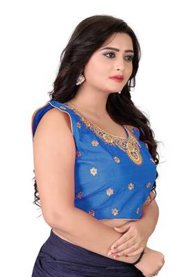 Turquoise Embriodered Silk Blouse 4