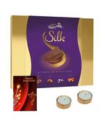 Dairy Milk Silk Miniature Celebrations Chocolate Gift Pack 200 g for Diwali - with 2 Golden Diya - Festival Hamper Pack