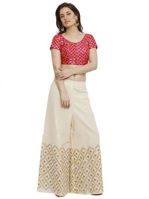 Banglori Silk With Gotta Patti Checks Pink Princess Cut Readymade Saree Blouse 4