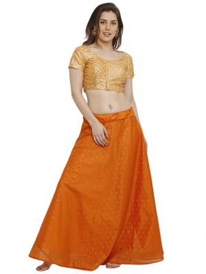 Banglori Silk With Gotta Patti Checks Dark Gold Princess Cut Readymade Saree Blouse 5