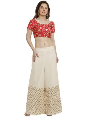 Banglori Silk With Gotta Embroidery Red Princess Cut Readymade Saree Blouse 5
