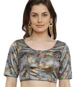 Dupion Silk Grey Princess Cut Readymade Saree Blouse