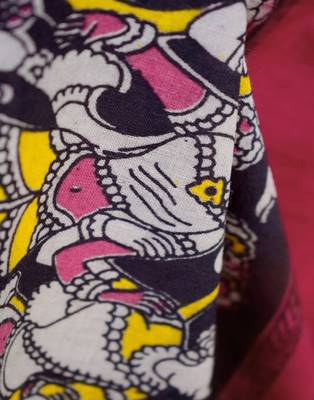 Maroon Printed Cotton Saree With Blouse 3
