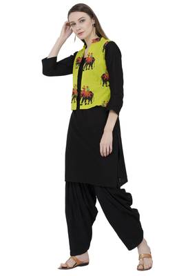 Black printed cotton short-kurtis 2