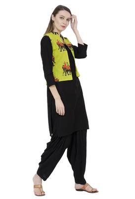 Black printed cotton short-kurtis 3