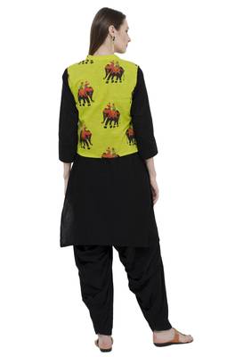 Black printed cotton short-kurtis 4