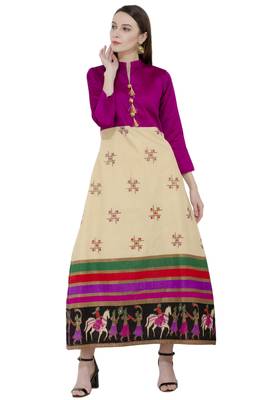 Multicolor printed silk kurti 1