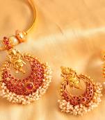 BEAUTIFUL GANESH PEARL CLUSTER KEMP NECKLACE SET-DJ00265