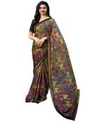 grey printed georgette saree with blouse