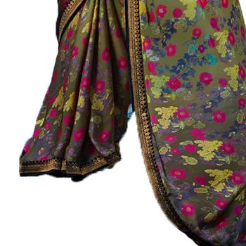 grey printed georgette saree with blouse 3