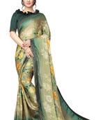 grey printed georgette saree with blouse