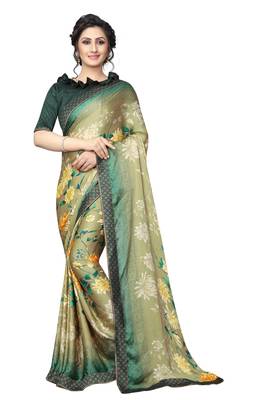 grey printed georgette saree with blouse 2
