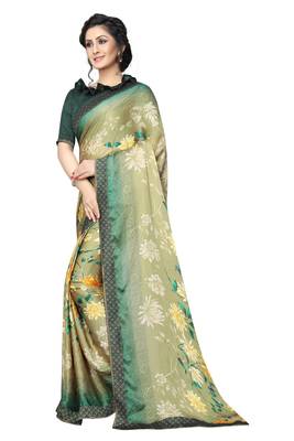 grey printed georgette saree with blouse 3