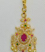 Multicolor cubic zirconia maang tikka