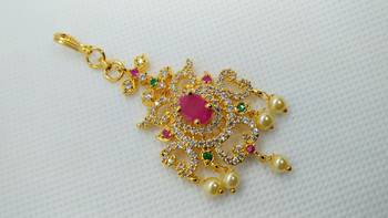 Multicolor cubic zirconia maang tikka 2