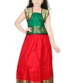 Red plain
 art silk stitched lehenga