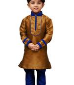  Coffee Brown Silk Blend Kurta Pyjama Set