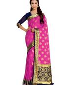 Pink Woven Chiffon Saree With Blouse