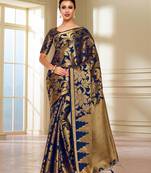 Blue Woven Art Silk Saree With Blouse