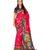 Red Woven Art Silk Saree With Blouse