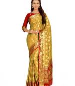 Brown Woven Chiffon Saree With Blouse