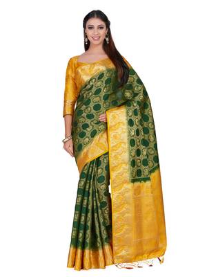 Green Woven Art Silk Saree With Blouse 1