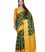 Green Woven Art Silk Saree With Blouse