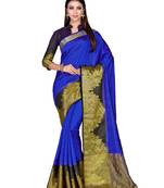 Blue Woven Art Silk Saree With Blouse