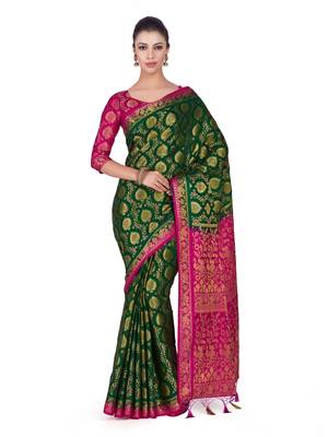 Green Woven Art Silk Saree With Blouse 1