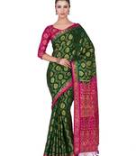 Green Woven Art Silk Saree With Blouse