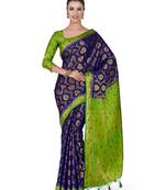 Blue Woven Art Silk Saree With Blouse