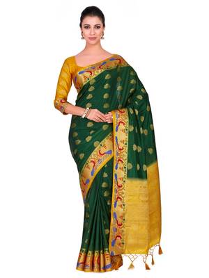 Green Woven Art Silk Saree With Blouse 1