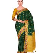 Green Woven Art Silk Saree With Blouse