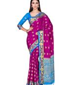 Purple Woven Art Silk Saree With Blouse