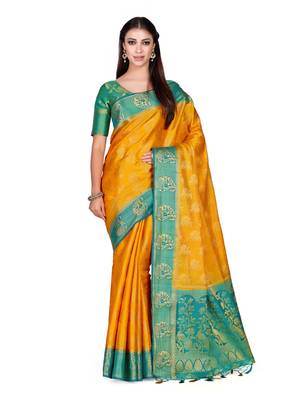 Gold Woven Art Silk Saree With Blouse 1