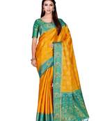 Gold Woven Art Silk Saree With Blouse