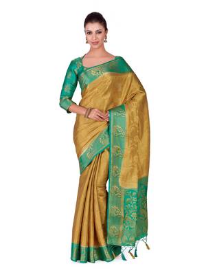 Brown Woven Art Silk Saree With Blouse 1