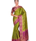 Green Woven Art Silk Saree With Blouse