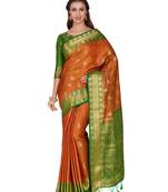 Orange Woven Art Silk Saree With Blouse