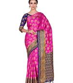 Pink Woven Art Silk Saree With Blouse
