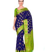 Blue Woven Art Silk Saree With Blouse