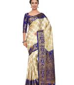 Beige Woven Art Silk Saree With Blouse